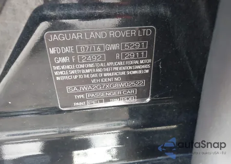 2016 Jaguar Xj Xjl Portfolio from USA, damaged, VIN SAJWA2G7XG8W02522